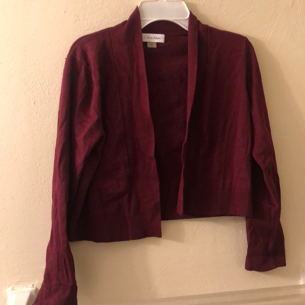 Calvin Klein Maroon Cropped Cardigan